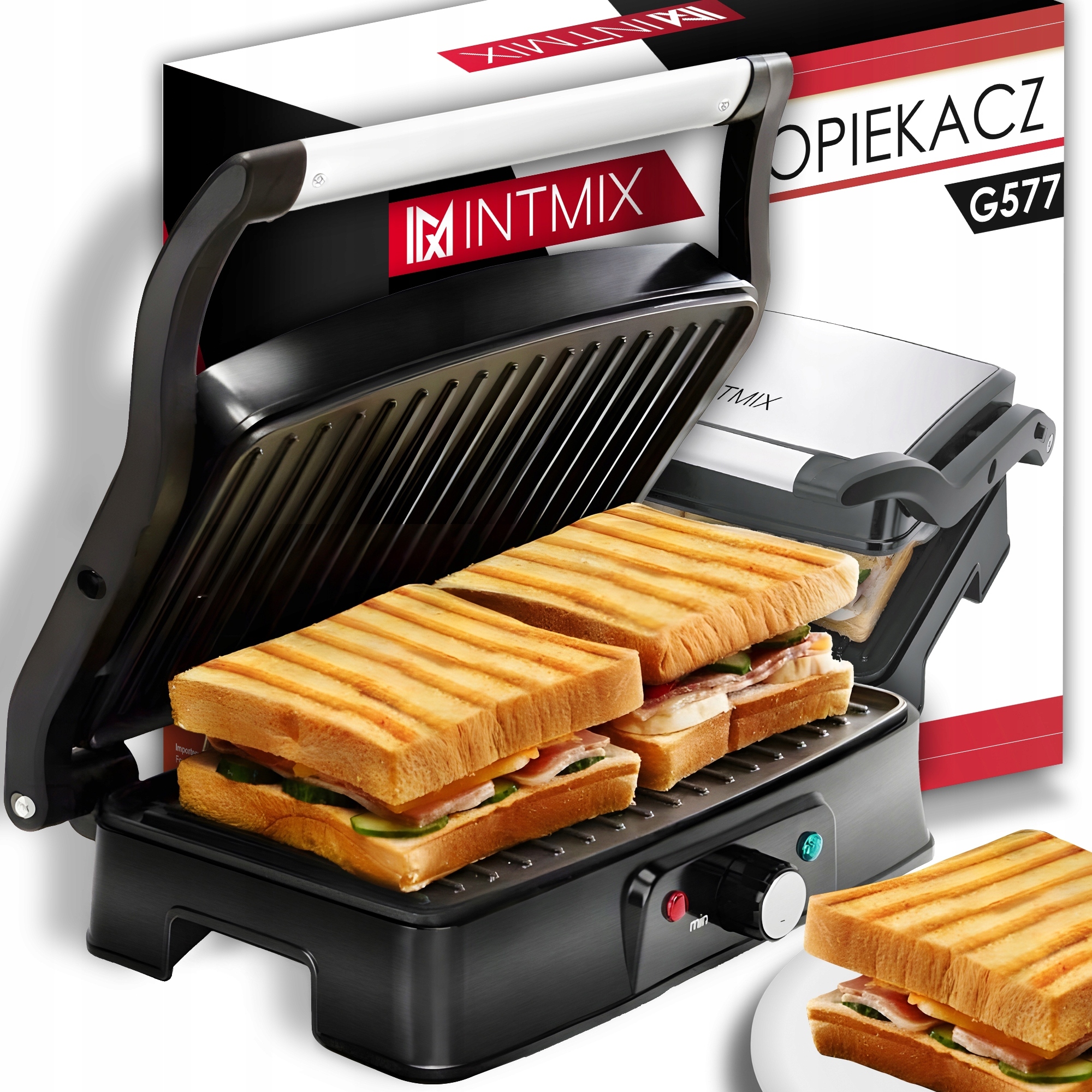 Kontaktný, panini, skladací, tradičný elektrický gril INTMIX Gril Hriankovač Hriankovač 3v1 elektrický čierny 2400 W